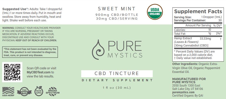 Organic CBD Tincture Mint - Pure Mystics Premium CBD