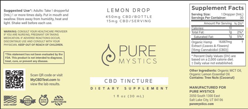 Organic CBD Tincture Lemon - Pure Mystics Premium CBD
